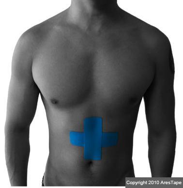 blog picture of male upper body with kenisiotape applied to stomach