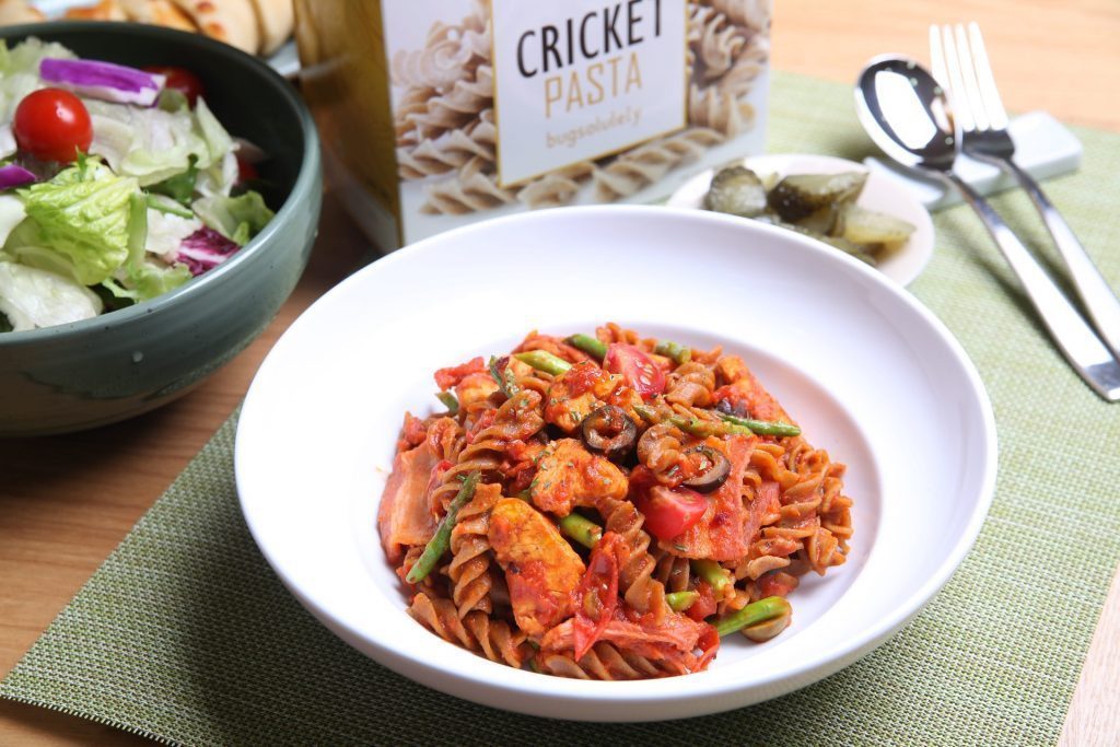 blog picture of a dish of cricket pasta