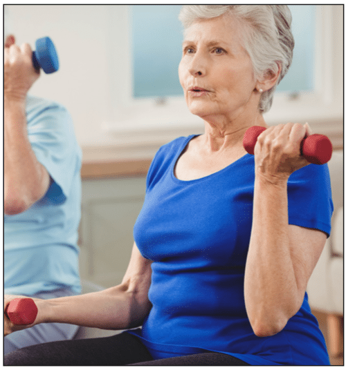 chronic back pain Elderly woman working out