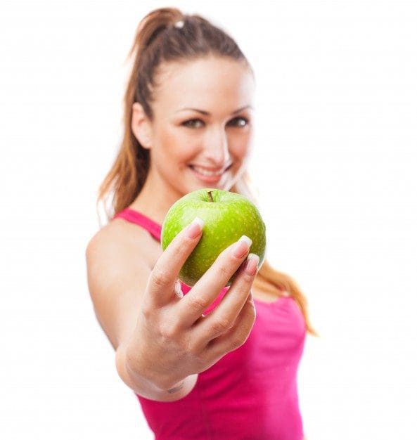 nutrición atleta mujer manzana