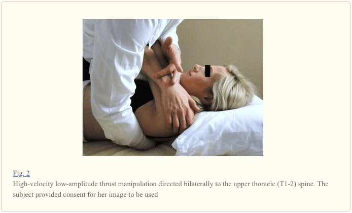 Figure 2 HVLA Thrust Manipulation Directed Bilaterally to the Upper Thoracic Spine | El Paso, TX Chiropractor
